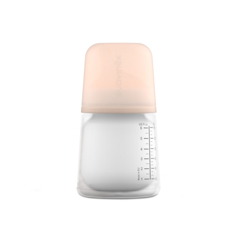 Biberon anticolici 180 ml, tetină din silicon, debit variabil, +0 luni, Suavinex