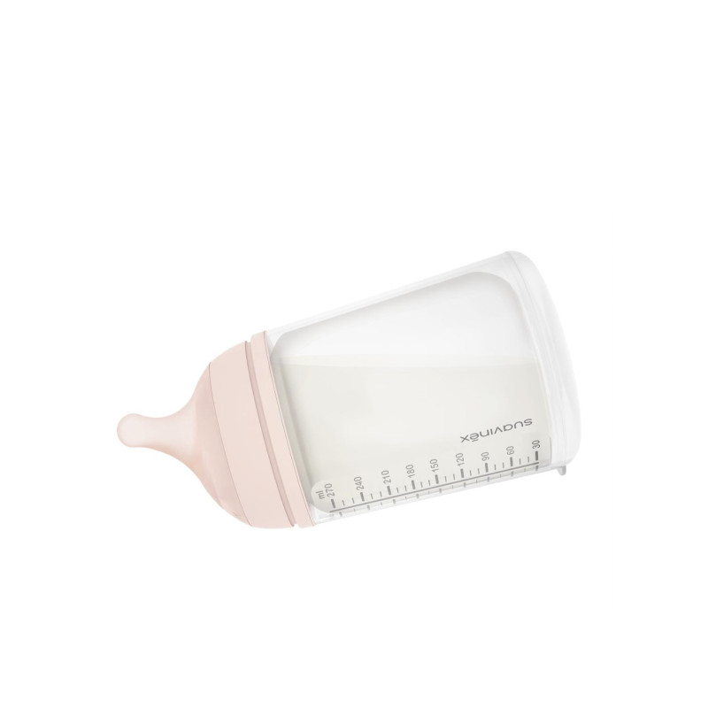 Biberon anticolici 180 ml, tetină din silicon, debit variabil, +0 luni, Suavinex