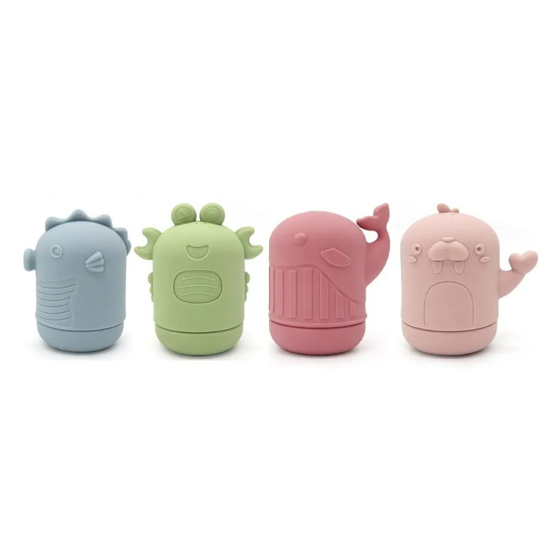 Set 4 jucării pentru baie din silicon, animale marine
