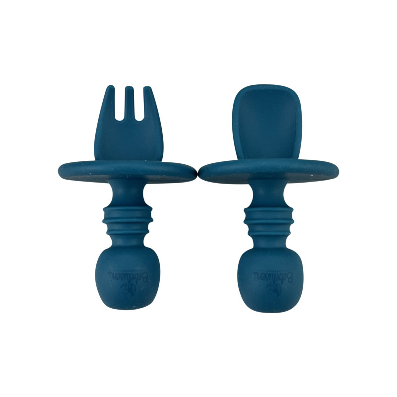 Set lingură și furculiță din silicon - Ocean Blue
