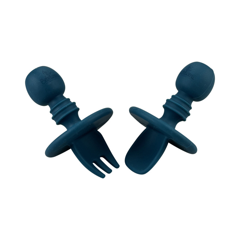 Set lingură și furculiță din silicon - Ocean Blue