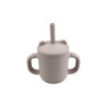 Pahar cu mânere și pai din silicon, 120ml - Roz Pudră