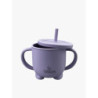 Pahar cu mânere și pai din silicon - Purple