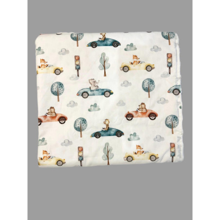 Păturică din bumbac și minky, 60x80 cm - Mașini