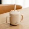 Pahar cu mânere și pai din silicon, 120ml - Crem