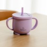Pahar cu mânere și pai din silicon - Purple