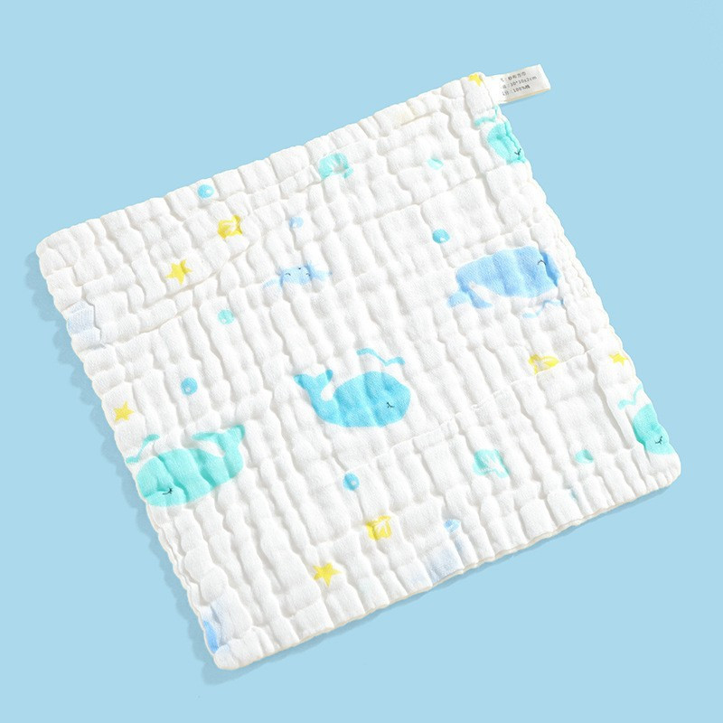 Prosop mini din bumbac, 25x25cm - Balene