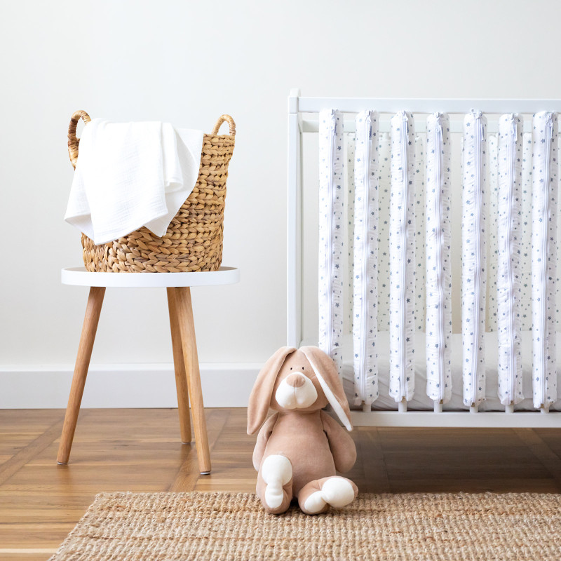 Protecții individuale pătuț bebe – set 6 bucăți Steluțe Gri | Bebelușenii Concept