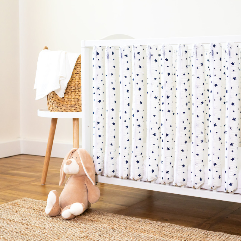 Protecții individuale pătuț bebe – set 6 bucăți Steluțe Albastre| Bebelușenii Concept