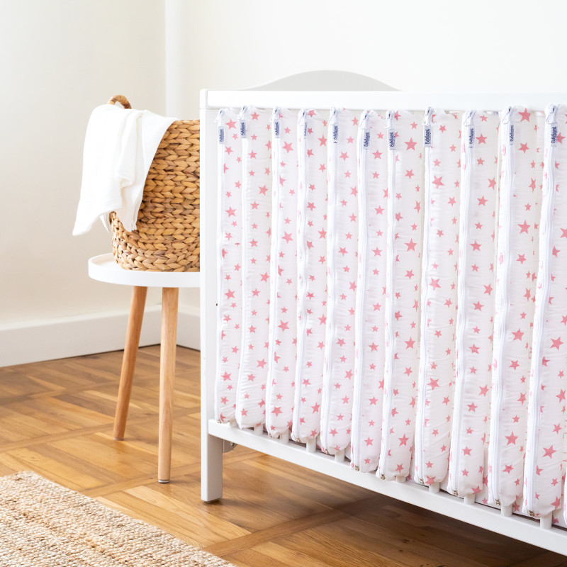 Protecții individuale pătuț bebe – set 6 bucăți Steluțe Roz | Bebelușenii Concept