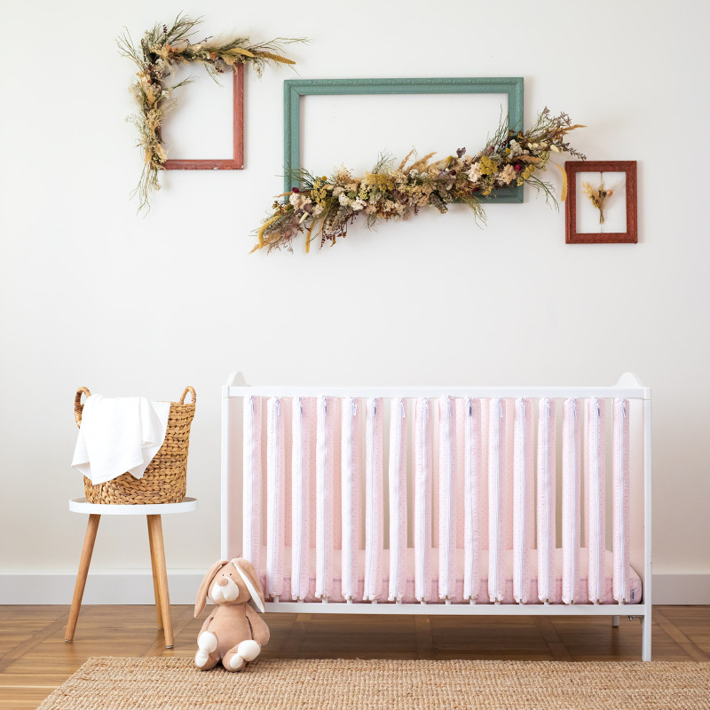 Protecții individuale pătuț bebe – set 6 bucăți Roz Pudră