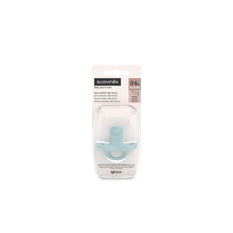 Suzetă anatomică 100% din silicon SX Pro, 0-6 luni, albastru, Suavinex